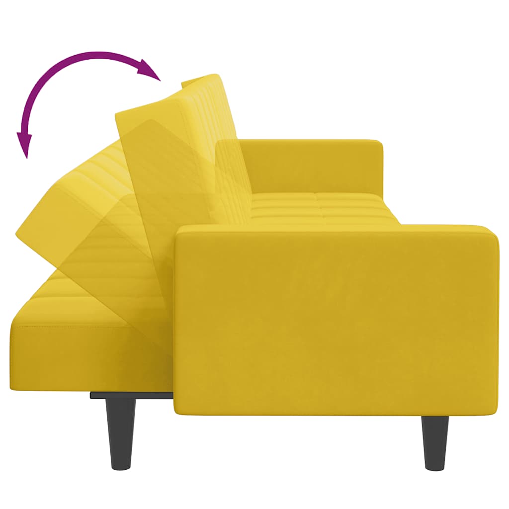 vidaXL Schlafsofa 2-Sitzer mit Fußhocker Gelb Samt