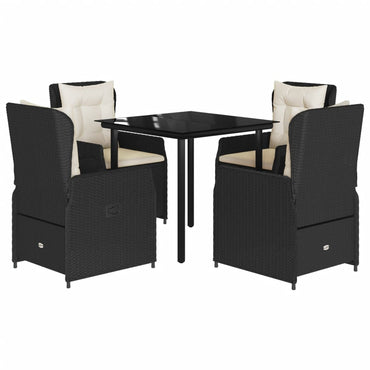vidaXL 5-tlg. Garten-Essgruppe mit Kissen Schwarz Poly Rattan