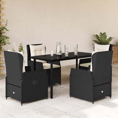 vidaXL 5-tlg. Garten-Essgruppe mit Kissen Schwarz Poly Rattan