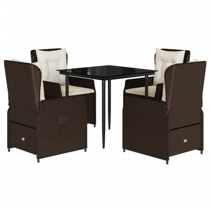 vidaXL Ensemble repas de jardin 5 pcs avec coussins résine tressée marron