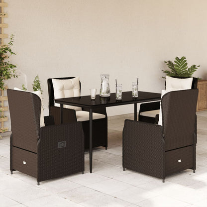 vidaXL Ensemble repas de jardin 5 pcs avec coussins résine tressée marron