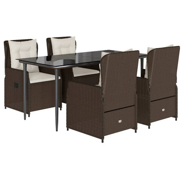 vidaXL Ensemble repas de jardin 5 pcs avec coussins résine tressée marron