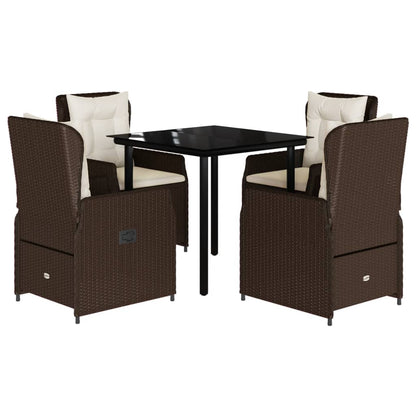 vidaXL Ensemble repas de jardin 5 pcs avec coussins résine tressée marron