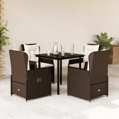 vidaXL Ensemble repas de jardin 5 pcs avec coussins résine tressée marron
