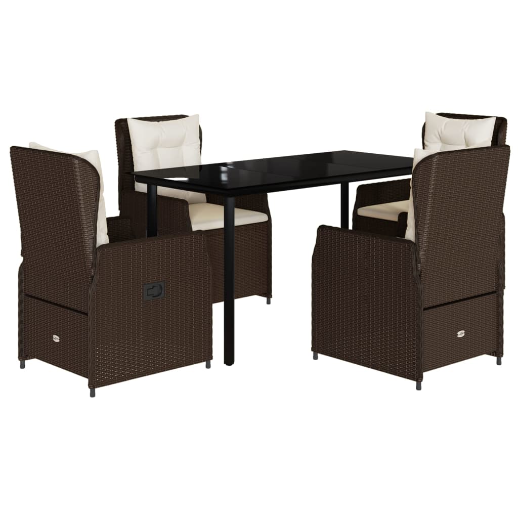 vidaXL Ensemble repas de jardin 5 pcs avec coussins résine tressée marron