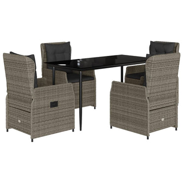 vidaXL 5-tlg. Garten-Essgruppe mit Kissen Grau Poly Rattan