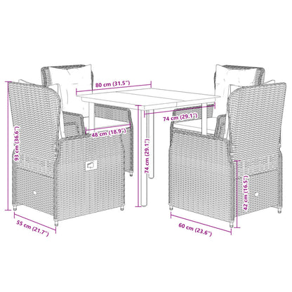 vidaXL 5-tlg. Garten-Essgruppe mit Kissen Beige Poly Rattan