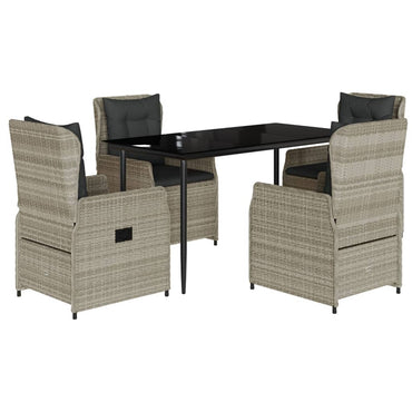 vidaXL 5-tlg. Garten-Essgruppe mit Kissen Hellgrau Poly Rattan