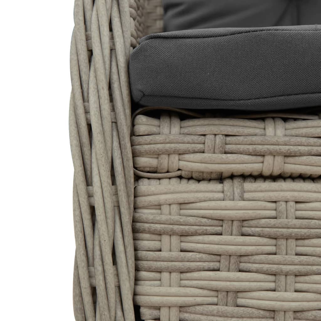 vidaXL 5-tlg. Garten-Essgruppe mit Kissen Hellgrau Poly Rattan