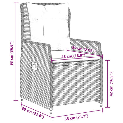 vidaXL 5-tlg. Garten-Essgruppe mit Kissen Hellgrau Poly Rattan
