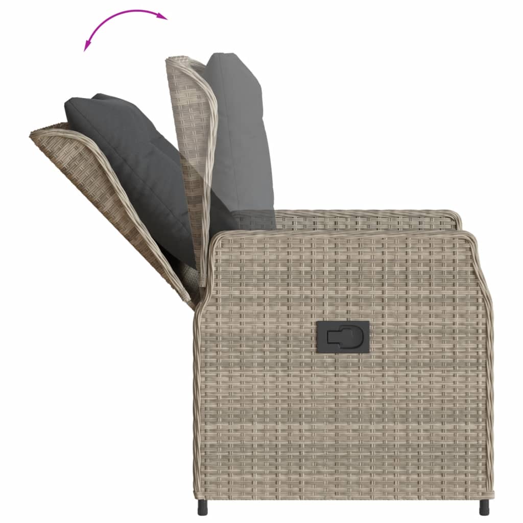 vidaXL 7-tlg. Garten-Essgruppe mit Kissen Hellgrau Poly Rattan