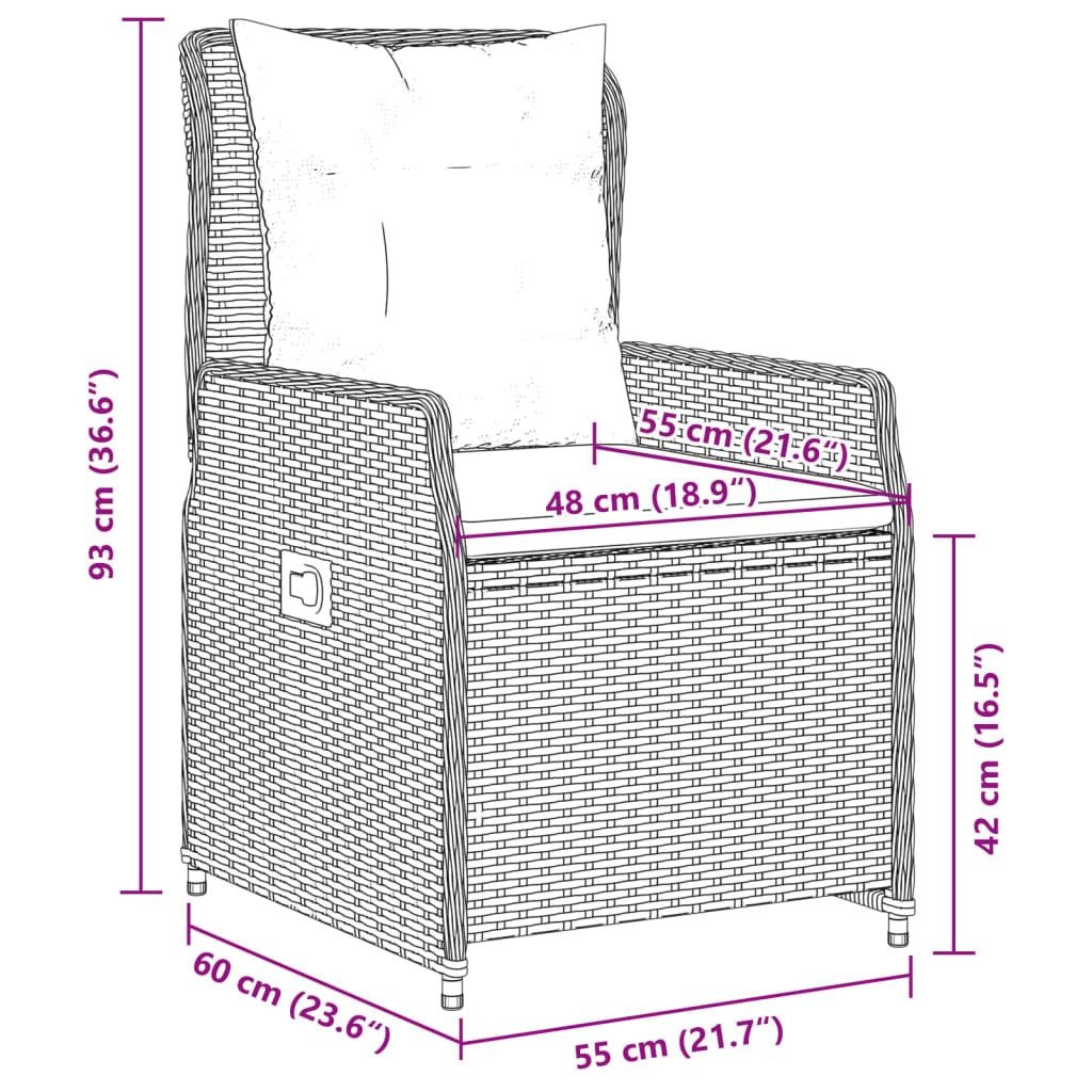 vidaXL 7-tlg. Garten-Essgruppe mit Kissen Hellgrau Poly Rattan