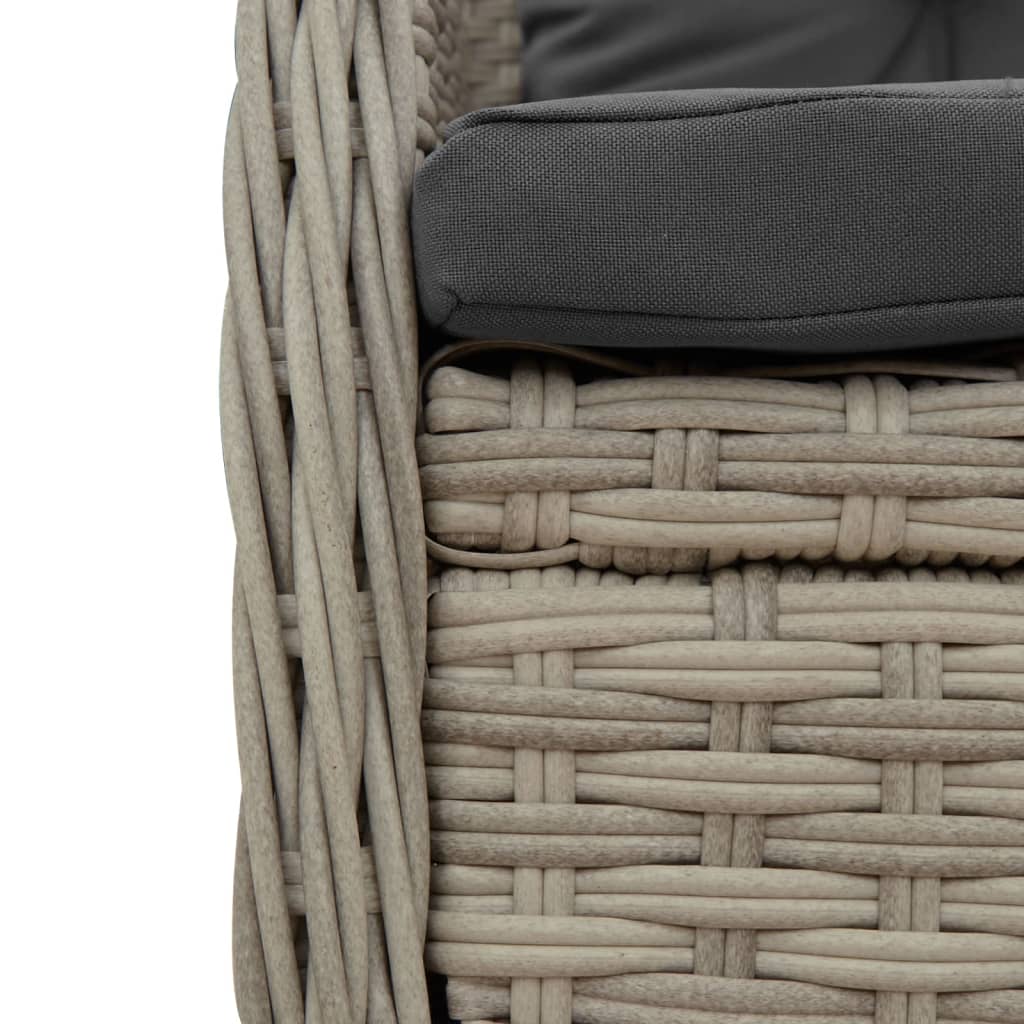 vidaXL 5-tlg. Garten-Essgruppe mit Kissen Hellgrau Poly Rattan