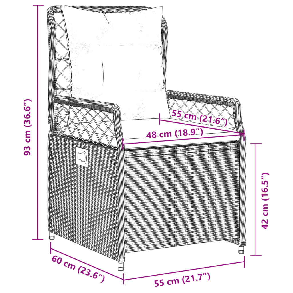 vidaXL 5-tlg. Garten-Essgruppe mit Kissen Schwarz Poly Rattan