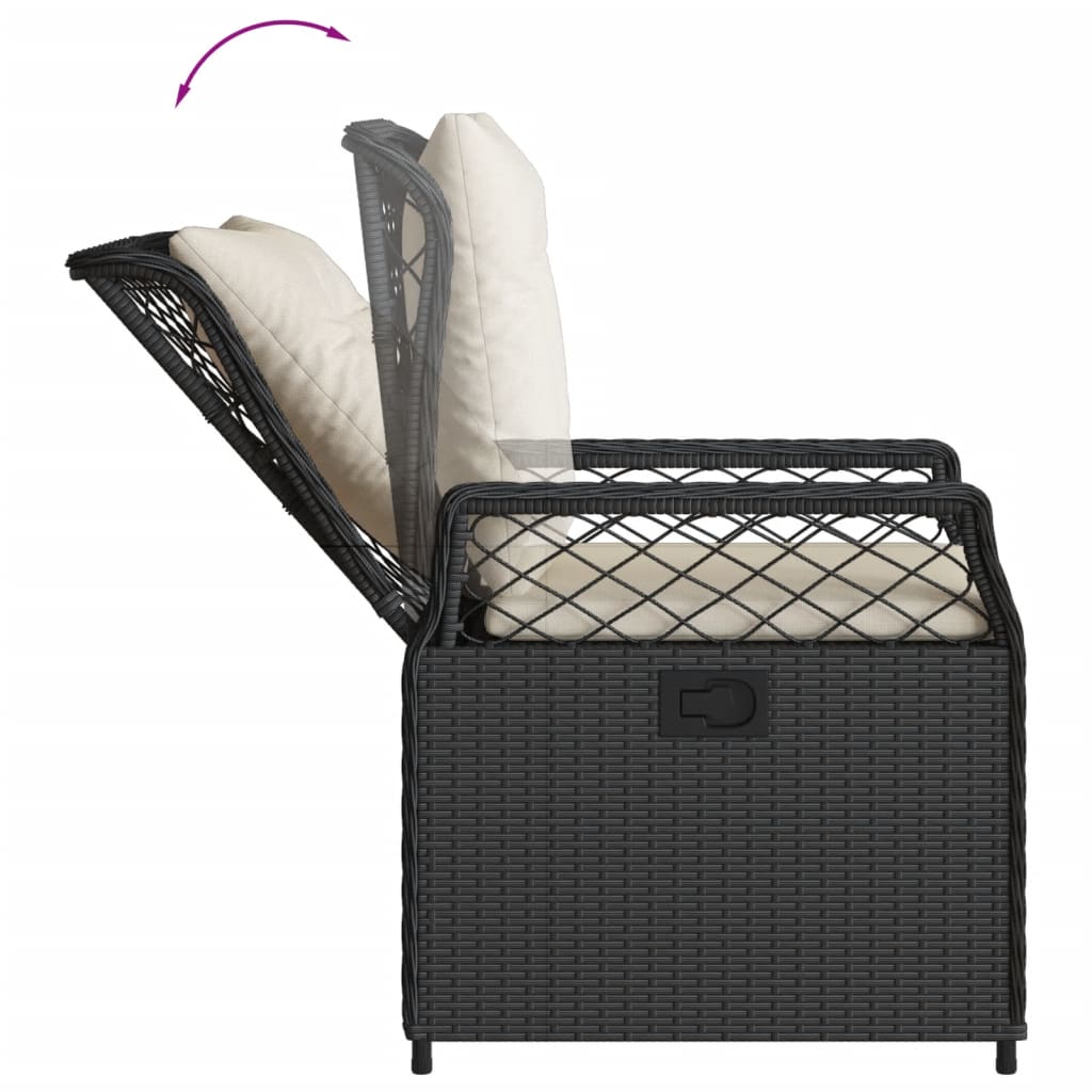 vidaXL 5-tlg. Garten-Essgruppe mit Kissen Schwarz Poly Rattan