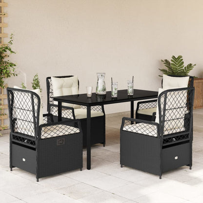 vidaXL 5-tlg. Garten-Essgruppe mit Kissen Schwarz Poly Rattan
