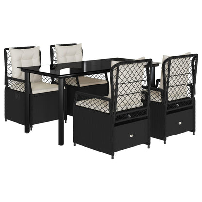 vidaXL Salle à manger de jardin 5 pcs avec coussins Résine tressée Noir