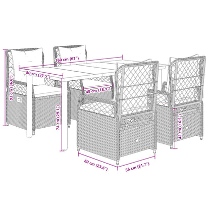 vidaXL Salle à manger de jardin 5 pcs avec coussins Résine tressée Noir