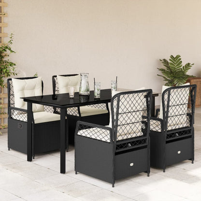 vidaXL Salle à manger de jardin 5 pcs avec coussins Résine tressée Noir