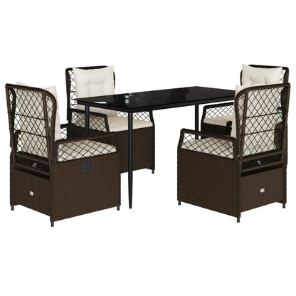 vidaXL Ensemble repas de jardin 5 pcs avec coussins résine tressée marron