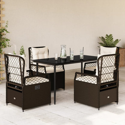 vidaXL Ensemble repas de jardin 5 pcs avec coussins résine tressée marron