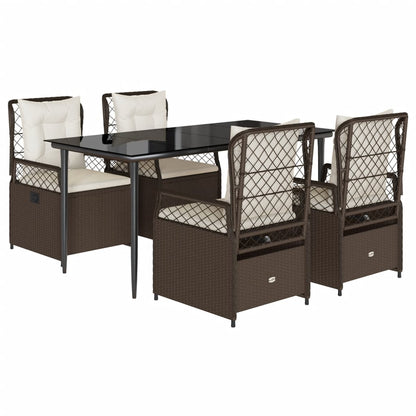 vidaXL Ensemble repas de jardin 5 pcs avec coussins résine tressée marron