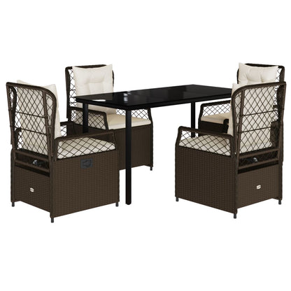 vidaXL Ensemble repas de jardin 5 pcs avec coussins résine tressée marron
