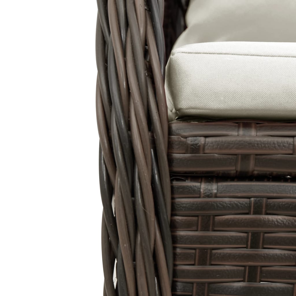 vidaXL Ensemble repas de jardin 5 pcs avec coussins résine tressée marron