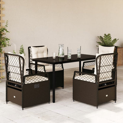 vidaXL Ensemble repas de jardin 5 pcs avec coussins résine tressée marron