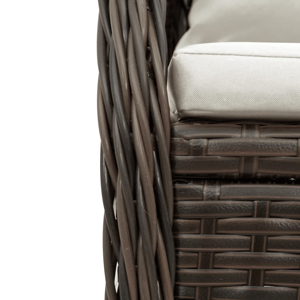 vidaXL 5-tlg. Garten-Essgruppe mit Kissen Braun Poly Rattan