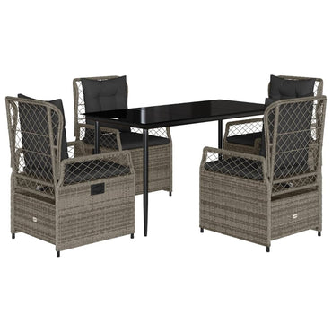 vidaXL Salon de jardin 5 pcs avec coussins Résine tressée Gris