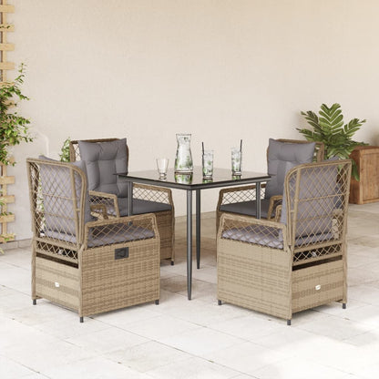vidaXL 5-tlg. Garten-Essgruppe mit Kissen Beige Poly Rattan