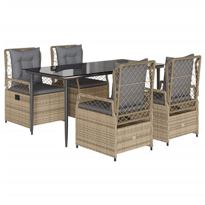 vidaXL 5-tlg. Garten-Essgruppe mit Kissen Beige Poly Rattan