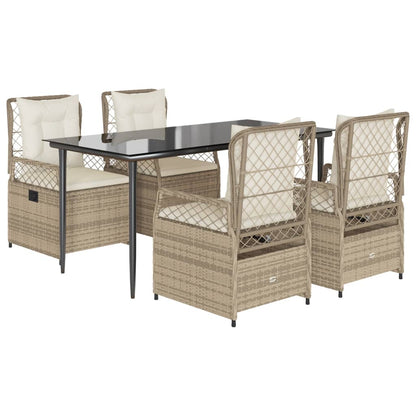 vidaXL Ensemble repas de jardin 5 pcs avec coussins Résine tressée Beige