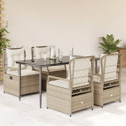 vidaXL Ensemble repas de jardin 5 pcs avec coussins Résine tressée Beige
