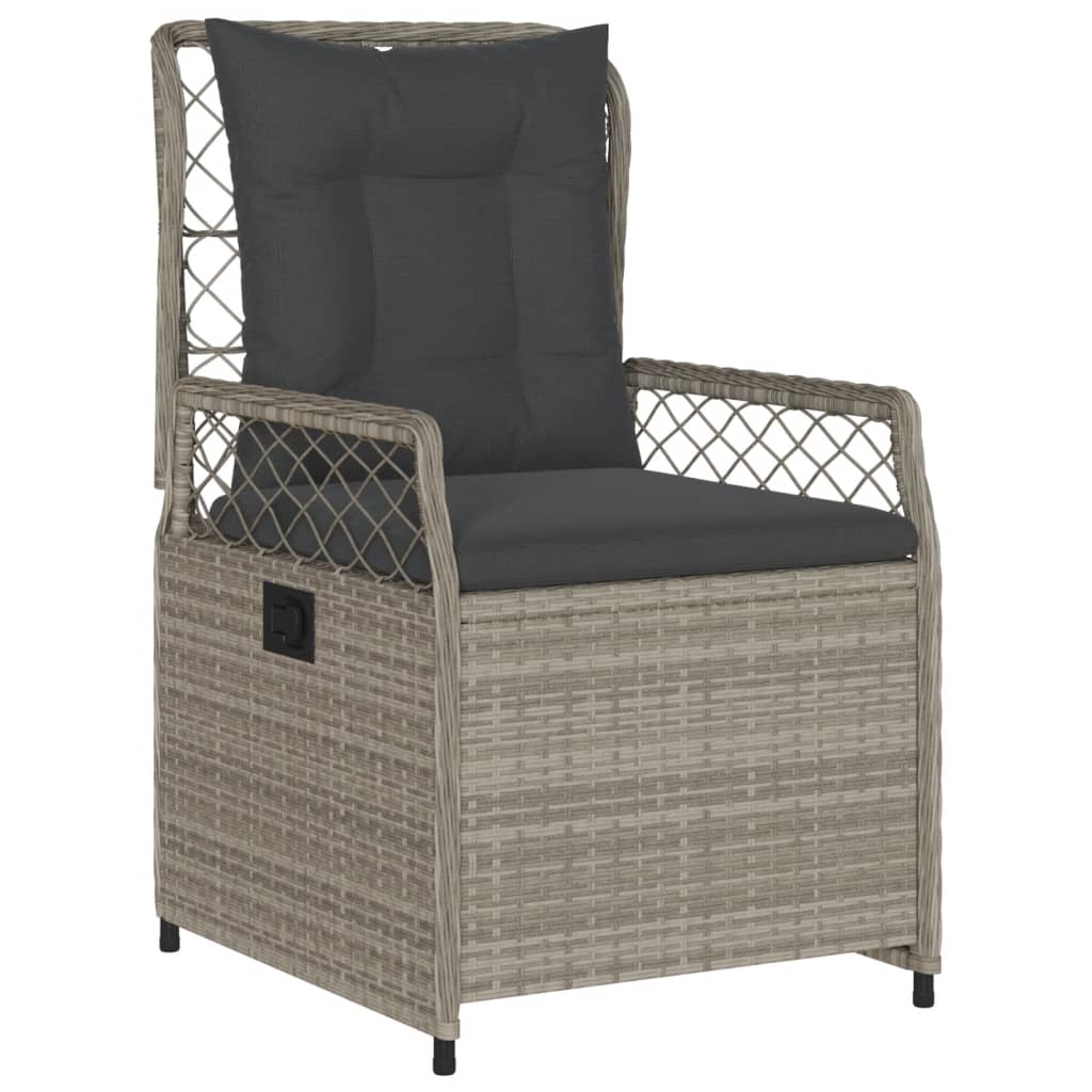 vidaXL 5-tlg. Garten-Essgruppe mit Kissen Hellgrau Poly Rattan