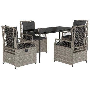 vidaXL 5-tlg. Garten-Essgruppe mit Kissen Hellgrau Poly Rattan
