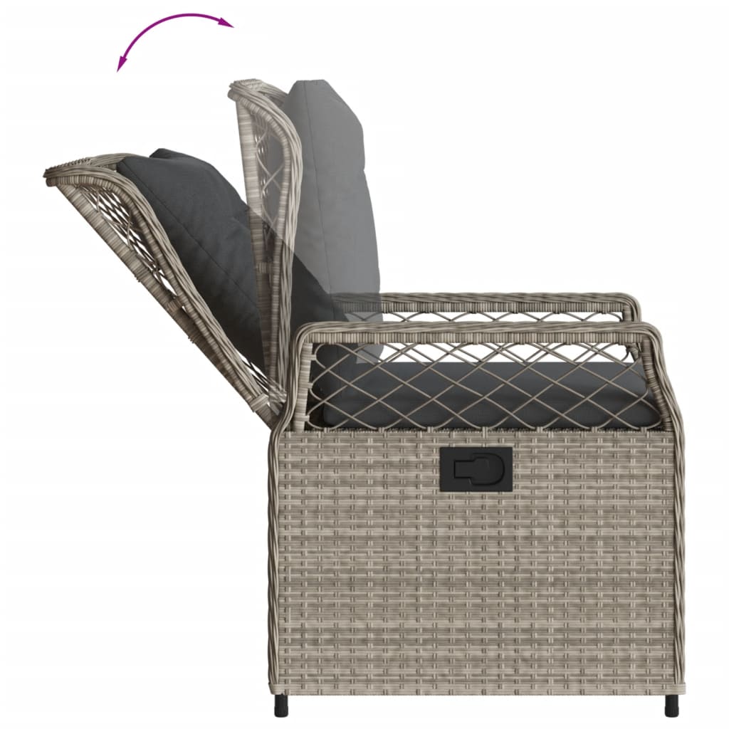 vidaXL 5-tlg. Garten-Essgruppe mit Kissen Hellgrau Poly Rattan