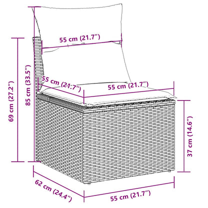 9-tlg. Garten-Sofagarnitur mit Kissen Beige Poly Rattan