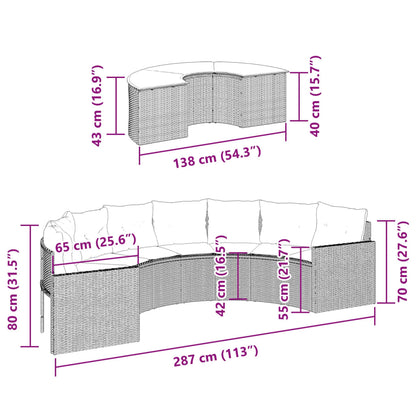 vidaXL 2-tlg. Garten-Sofagarnitur Halbrund Beige Poly-Rattan