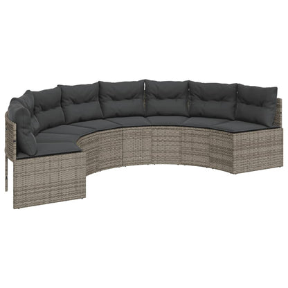 vidaXL 3-tlg. Garten-Sofagarnitur Halbrund Grau Poly Rattan