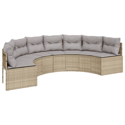 vidaXL Salon de jardin 3 pcs demi-rond beige résine tressée