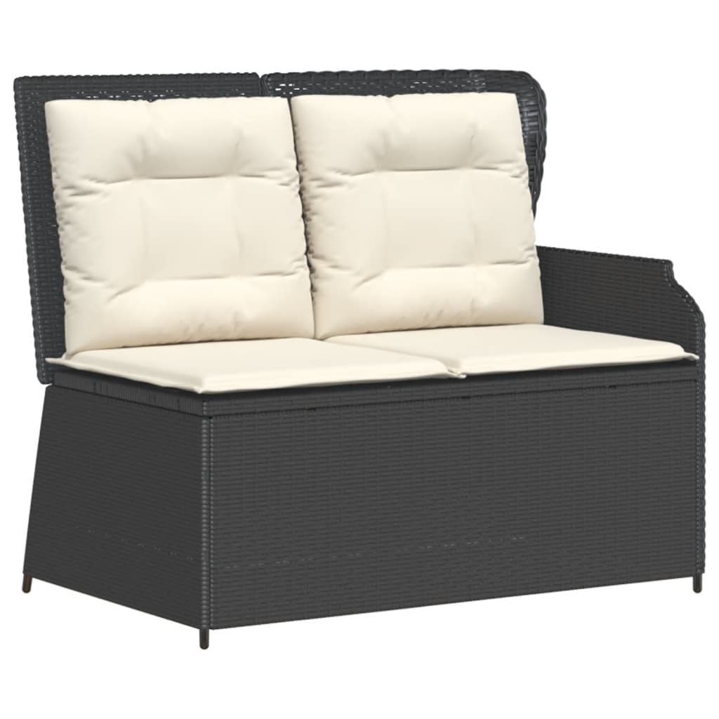 vidaXL Salon de jardin 4 pcs avec coussins Noir Résine tressée