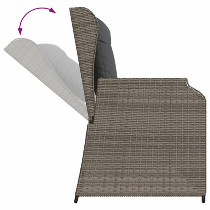 vidaXL 4-tlg. Garten-Lounge-Set mit Kissen Grau Poly Rattan