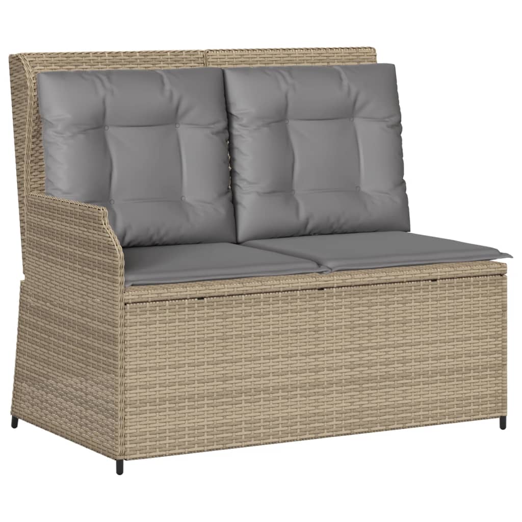 vidaXL 4-tlg. Garten-Lounge-Set mit Kissen Beige Poly Rattan