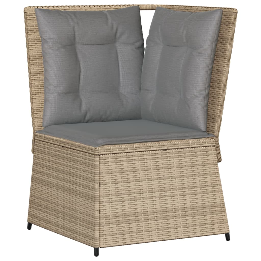 vidaXL 4-tlg. Garten-Lounge-Set mit Kissen Beige Poly Rattan