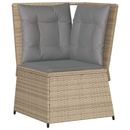 vidaXL 4-tlg. Garten-Lounge-Set mit Kissen Beige Poly Rattan