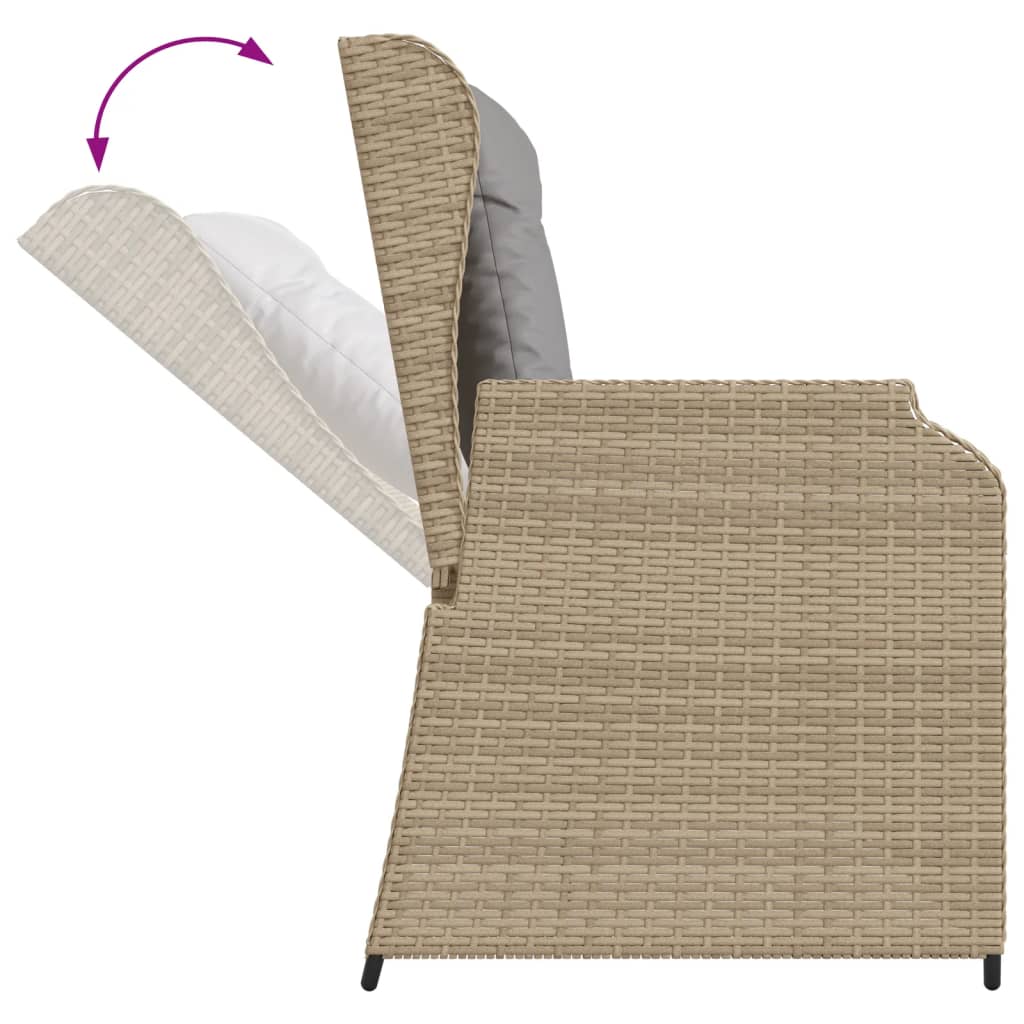 vidaXL 4-tlg. Garten-Lounge-Set mit Kissen Beige Poly Rattan