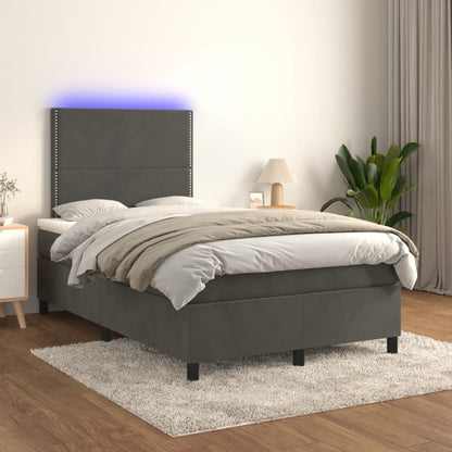 Boxspringbett mit Matratze & LED Dunkelgrau 120x190 cm Samt