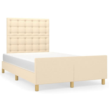 vidaXL Bettgestell ohne Matratze Creme 120x190 cm Stoff